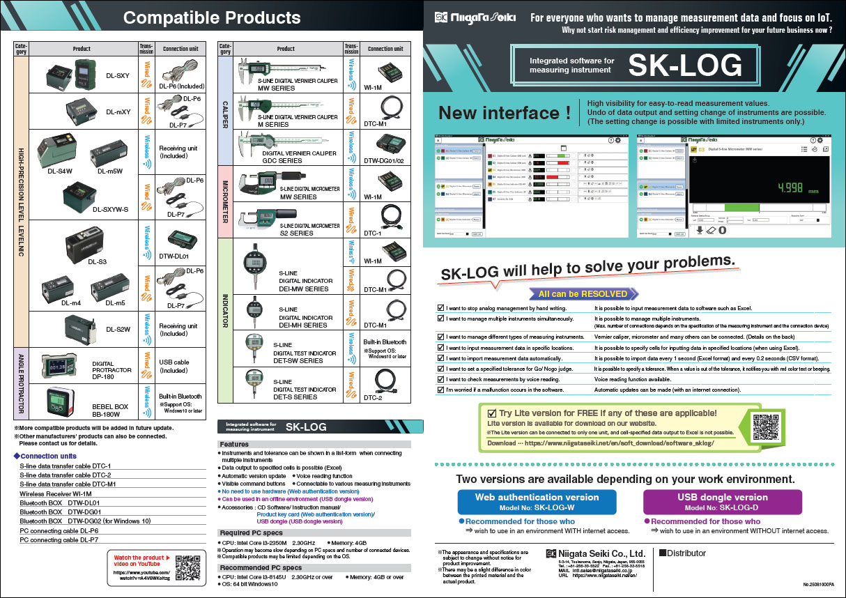 Integrated software for measuring instrument SK-LOG