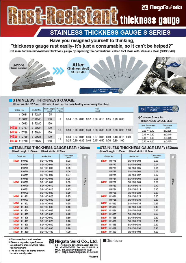 STAINLESS THICKNESS GAUGES