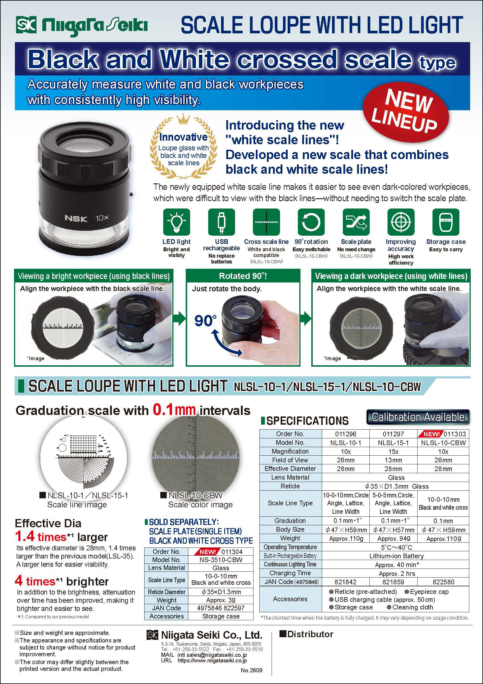 SCALE LOUPE WITH LED LIGHT Black and White crossed scale type